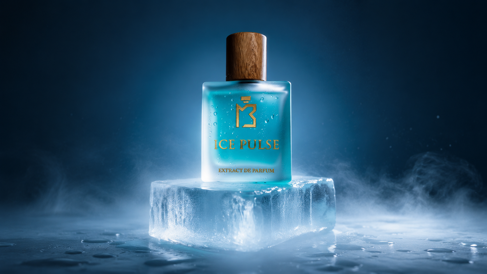 ICE PULSE extrait de parfum resting on ice